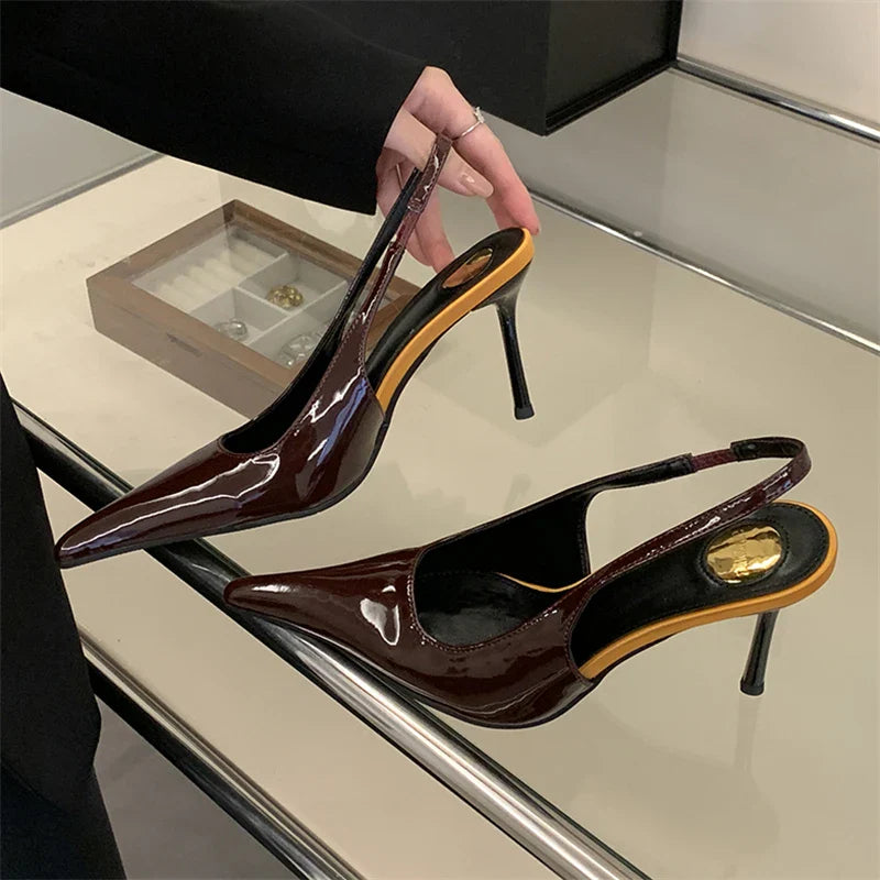 2026 Spring Fashion Sexy Pointed Toe Pumps Women Elegant Thin Heels Wedding Mule Ladies Shoes Zapatos De Mujer