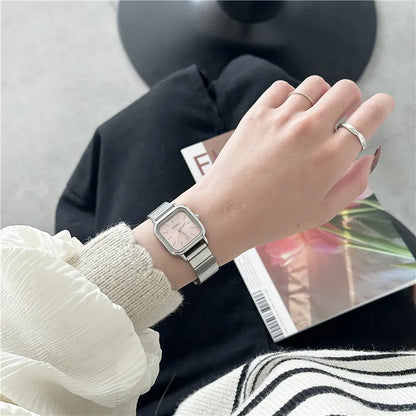 New Brand Steel Band Square Quartz Watch Retro Minimalist Temperament Small Dial Watch Female Student Wristwatch Dropshipping