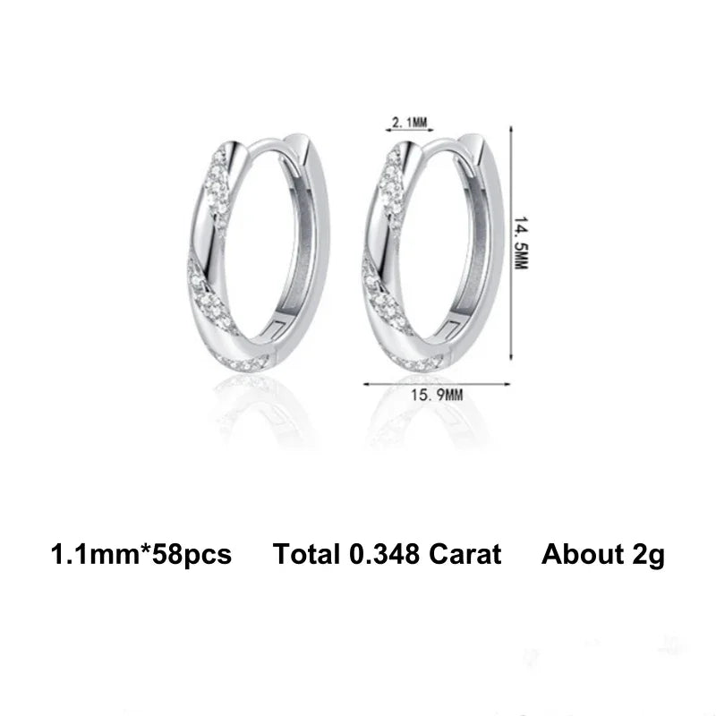 Women Valentine's Day 18K White Gold Wedding Hoop Earrings Girl 0.348CT Moissanite Diamond Daughter PT950 Platinum Birthday Gift