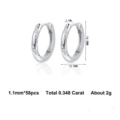 Women Valentine's Day 18K White Gold Wedding Hoop Earrings Girl 0.348CT Moissanite Diamond Daughter PT950 Platinum Birthday Gift