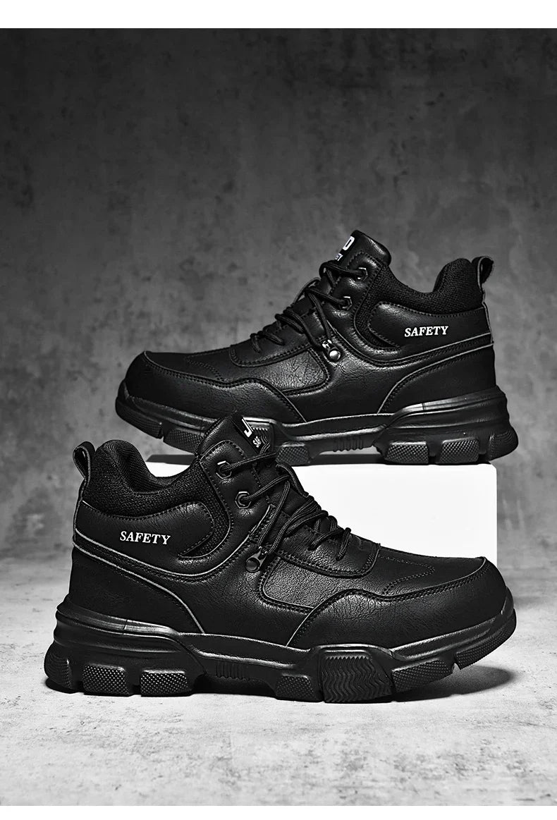 Man Safety Shoes Puncture-Proof Work Sneaker Waterproof Work Shoes Steel Toe Shoes Safety Boots Indestructible Shoes Lightweight
