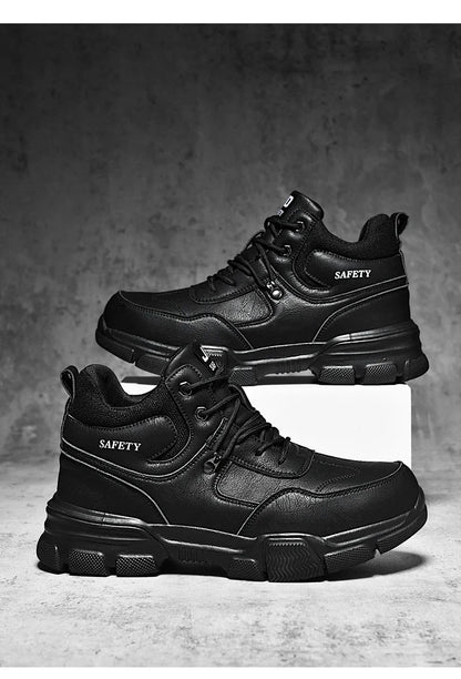Man Safety Shoes Puncture-Proof Work Sneaker Waterproof Work Shoes Steel Toe Shoes Safety Boots Indestructible Shoes Lightweight