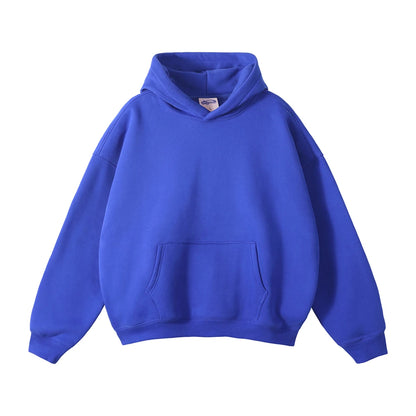 Thick 350gsm Fleece Hooded Hoodies For Men Unisex Winter Oversized Loose Basic Solid Sweatshirts Pullovers Coats HY0631