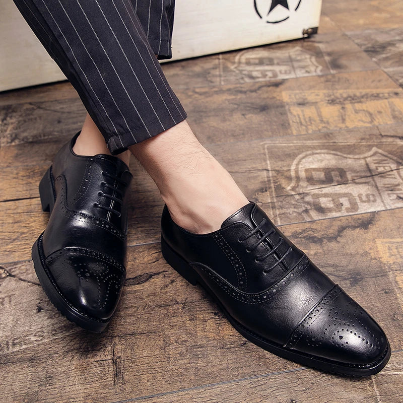 Handmade Fashion Mens Brogue Luxury Big Size 47 Wedding Party Leather Business Oxfords Dress Casual Formal Shoes Loafers for Men