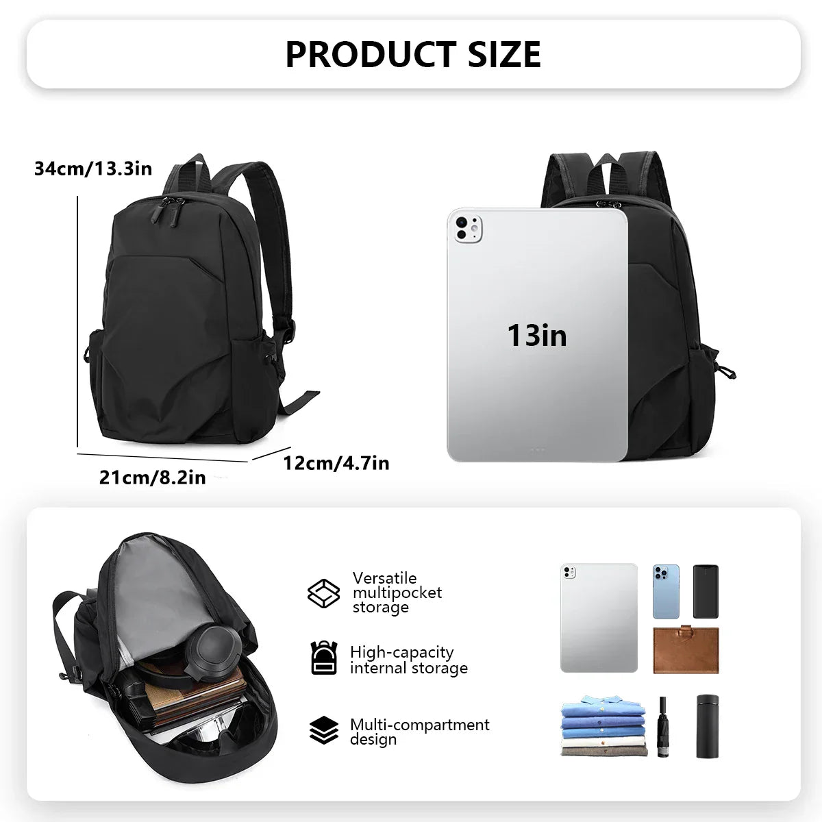 Lightweight Mini Backpack for Boys Travel, Versatile Outdoor Hiking and Mountaineering Bag, Small Backpack, Casual Small School Bag, Student Class, Fishing, Travel Conference
