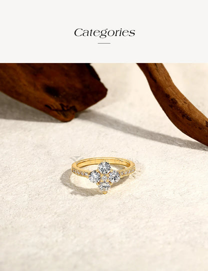 925 Sterling Silver Luxury Full Moissanite Rings 0.3ct DVVS1 Round Cut Sparkling Engagement Band for Women Fine Jewelry