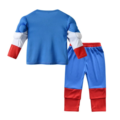 Hero Hulk Captain America Cosplay Costume Boy Kids Clothes Spiderman Muscle Suit Halloween Carnival Birthday Party
