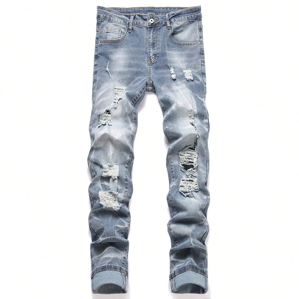 Fashion Men's Jeans Pants Stretch Dark Blue Skinny Jeans For Men Casual Slim Fit Denim Pants Korean Style Male Trousers Jeans