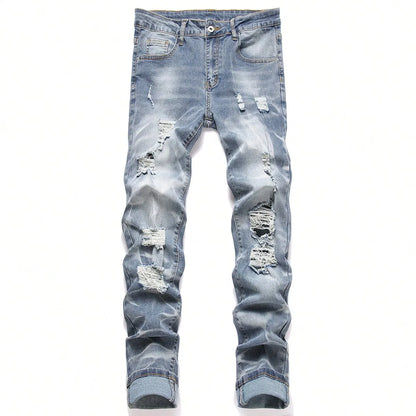 Fashion Men's Jeans Pants Stretch Dark Blue Skinny Jeans For Men Casual Slim Fit Denim Pants Korean Style Male Trousers Jeans