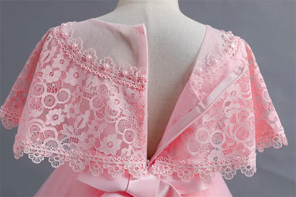 Vestido de Festa Infantil Rosa, Modelo Princesa com Saia Rodada em Tule, para Meninas de 3 a 12 Anos – Ideal para Aniversário, Natal e Cerimônias.
