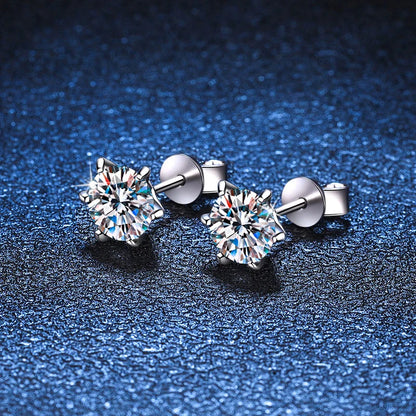 0.3-2CT Moissanite Stud Earrings For Women Screw Thread Ear Studs 925 Sterling Silver Wedding Jewelry Pass Diamond Test