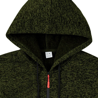 Heavy fleece men's jacket winter retro tooling pocket hooded zipper sports sweater men