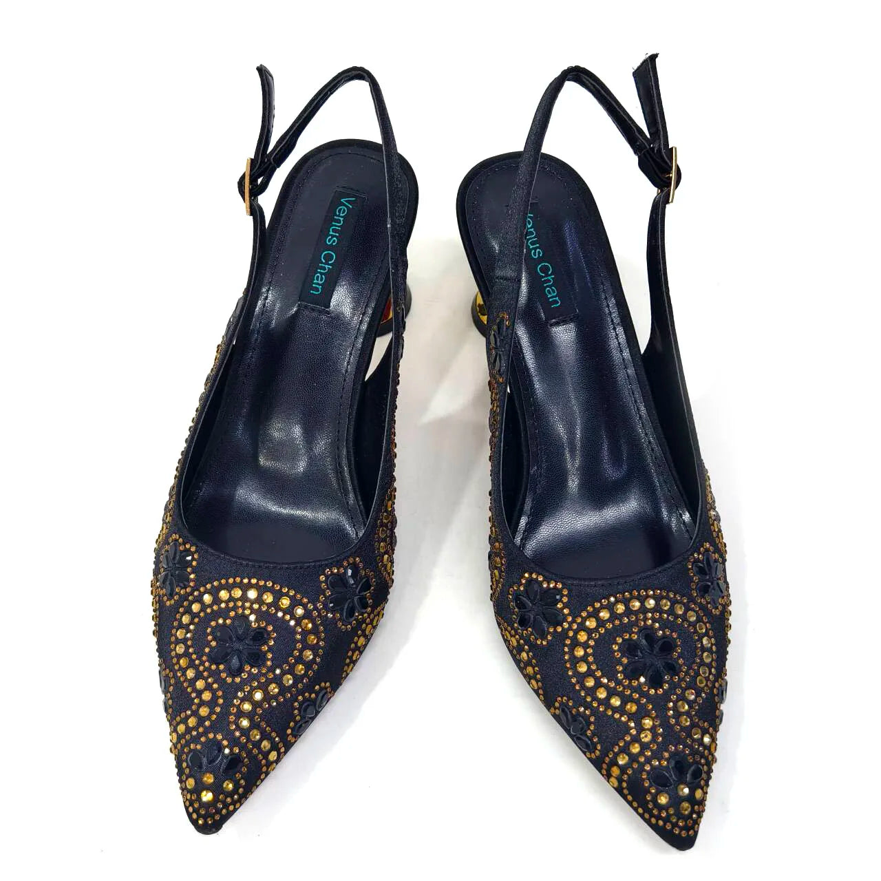 Elegant Rhinestone Pointed-Toe Pumps With Matching Bag Set Large Capacity Bag for Women's Party High Heels