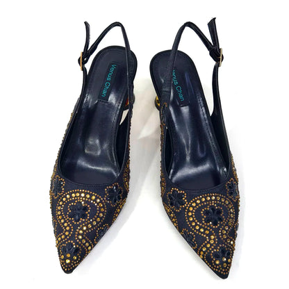 Elegant Rhinestone Pointed-Toe Pumps With Matching Bag Set Large Capacity Bag for Women's Party High Heels