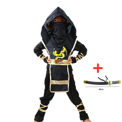 Halloween Kids Deluxe Ninja Cosplay Costume for Kids 4-12 Years Old