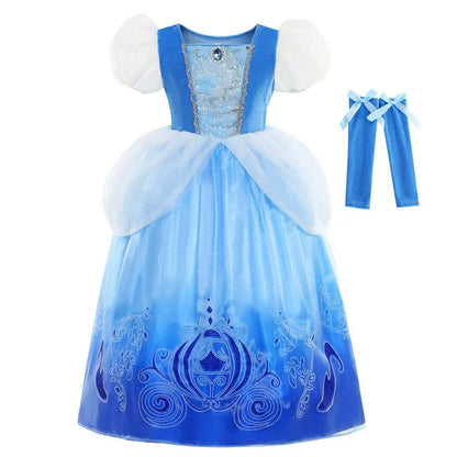 Cendrillon Inpired Princess Ball Gown Costume Play Purim Festival Dress Fairy Tale The Glass Slipper Role Play Apparel 3-10Yrs