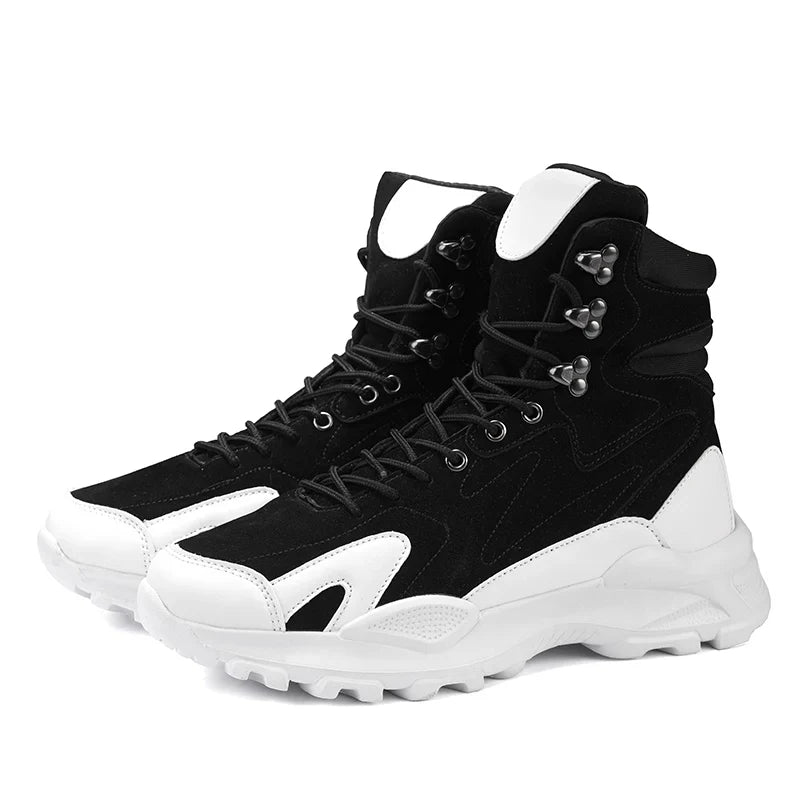 Fashion Men's Boots Comfortable Men Casual Shoes Breathable High Top Sneakers for Men Outdoor Non Slip Mens Ankle Boots Platform