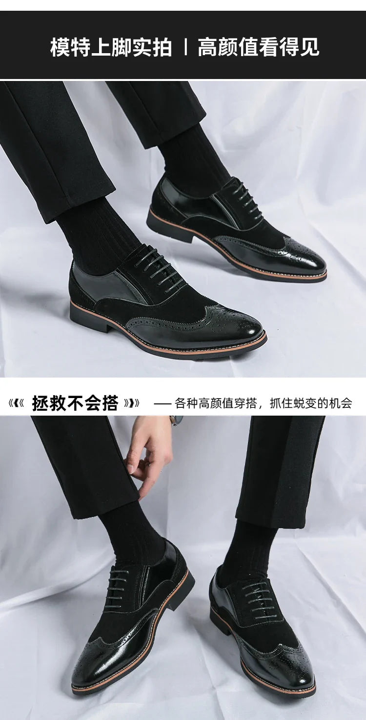 Retro Oxfords Shoes Men Classic Men's Dress Shoes Casual Business Social Brogues Shoes For Wedding