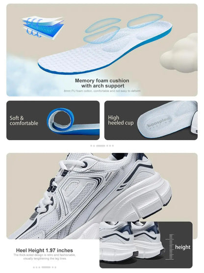 Women Running Shoes Lightweight Breathable Sport Shoes Female Comfort White Casual Sneakers Height Increase Cushioning