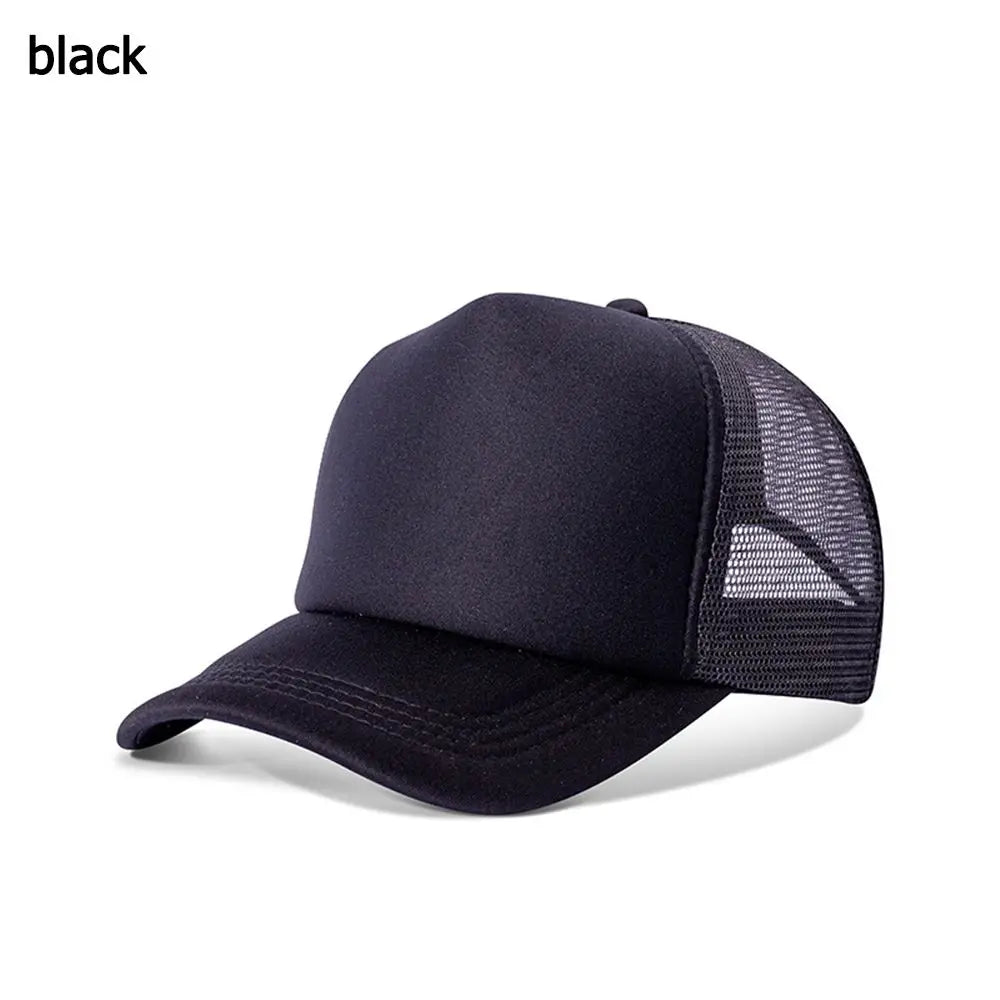 Fashion Unisex Plain Baseball Cap Adjustable Trucker Baseball Cap Snapback Mesh Curved Mens Womens Sun Summer Hat