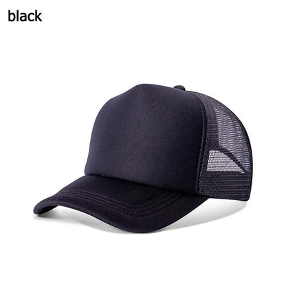 Fashion Unisex Plain Baseball Cap Adjustable Trucker Baseball Cap Snapback Mesh Curved Mens Womens Sun Summer Hat