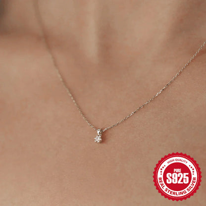 925 Sterling Silver Necklaces Charms for Women Crystal Cross Clavicle Collar Chain Simple Choker Necklace Accessories Gift