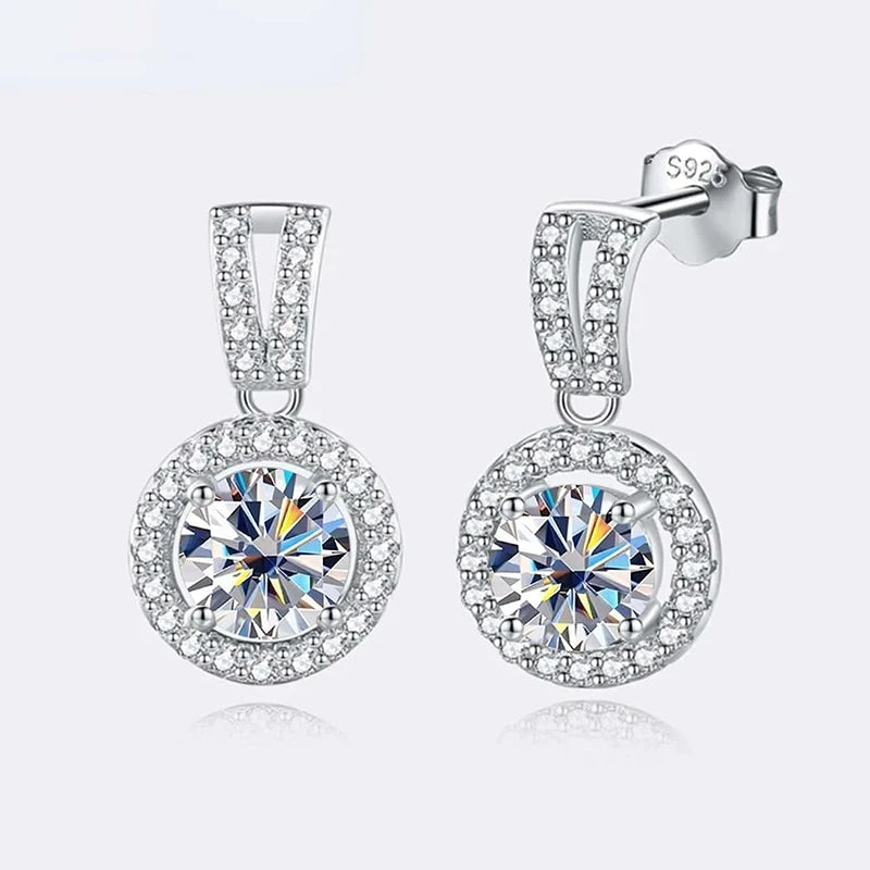 2ct total Moissanite Jewelry Set Sterling Silver 925 Necklace Earrings Fine Jewerly Wedding Set Pass Dismond Tester