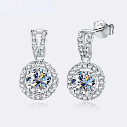 2ct total Moissanite Jewelry Set Sterling Silver 925 Necklace Earrings Fine Jewerly Wedding Set Pass Dismond Tester