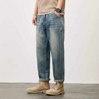 Summer Micro-cone Straight Jeans for Men Loose Comfortable and Versatile Casual Teenager Trendy Retro Trousers jeans for man