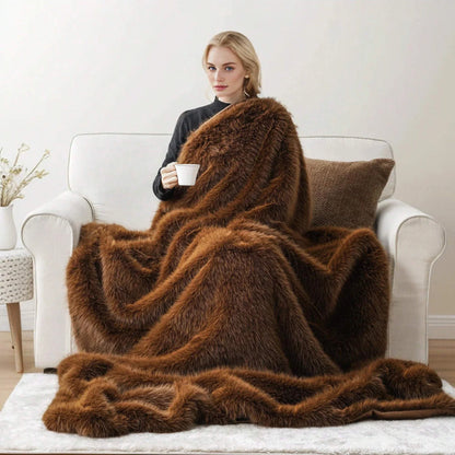 Fluffy Soft Blankets Luxury Fur blanket for Bed Sofa Mink Faux Fur Throw and Blankets Large Warm Blanket for Home Decor