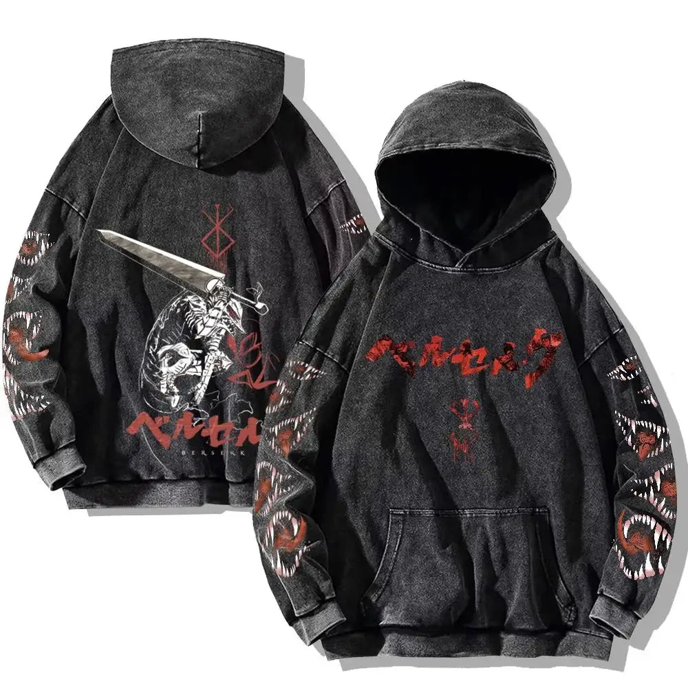 Anime Clothing Guts Cool Graphic Print Hooded Men Women Oversized Hoodies Cooton Casual Sweatshirt Harajuku Streetwear