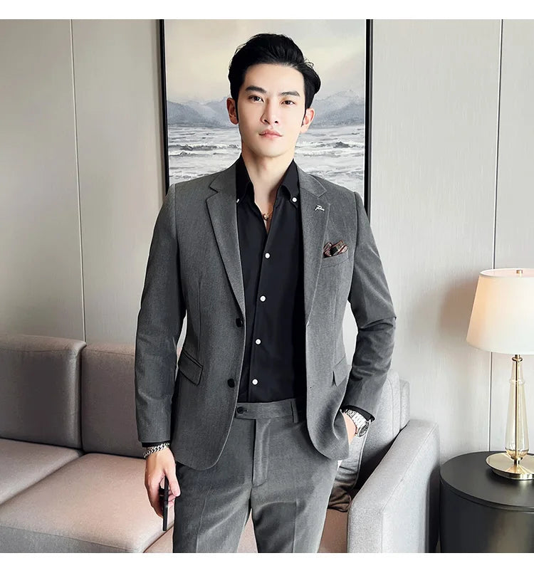 Terno Masculino Casual de Escritório Noivo Casamento Blazer Calça Social