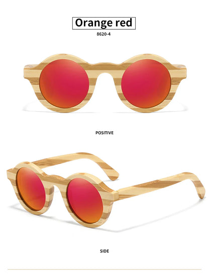 Natural Zebra Bamboo Wooden Aduit Sunglasses Handmade Polarized Glasses Mirror Coating Lenses Eyewear With Gift Box 8620C