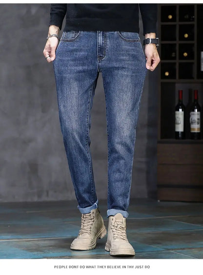 New Autumn/Winter 2026 Young Men Slim Stretch Jeans Straight Men High Waist Young Men Fashion Men's Trousers Jeans Pants