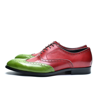 Luxury Men's Wedding Oxford Dress Shoes Genuine Cow Leather Lace-up Wingtip Brogue Office Business Social Formal Shoes for Man