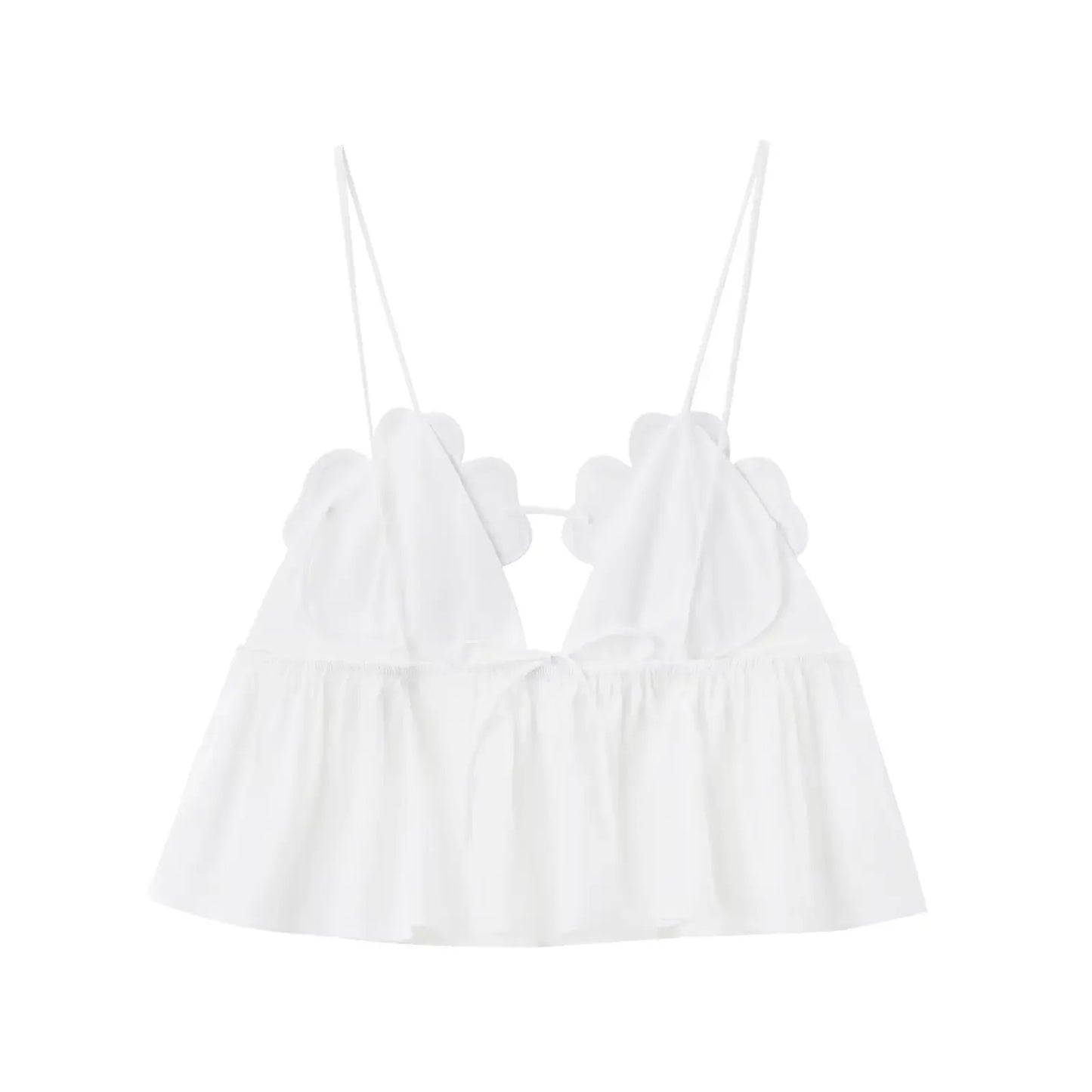 2025 Women Fashion  Rhinestone Floral Poplin Tank Tops Sexy Backless Tied Thin Straps Female Female Camis Top Mujer