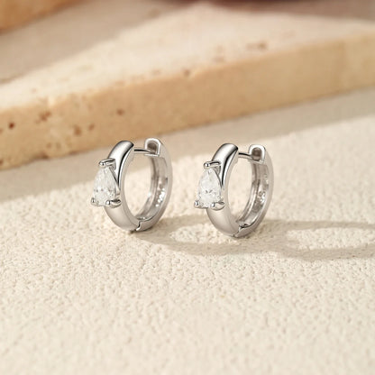 Water Drop D Color Moissanite Neutral Ear Buckle 925 Sterling Sliver Sparkling Hoop Earrings For Women Fine Jewelry