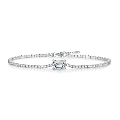 New In 1ct Emerald Cut Moissanite Diamond Bracelet for Women Wedding Fine Jewelry Real 925 Sterling Silver Link Bracelets