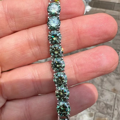 D VVS Original Green Moissanite Tennis Bracelets for Women Men Lab Diamond with GRA Wedding Jewelry 925 Sliver Bracelet