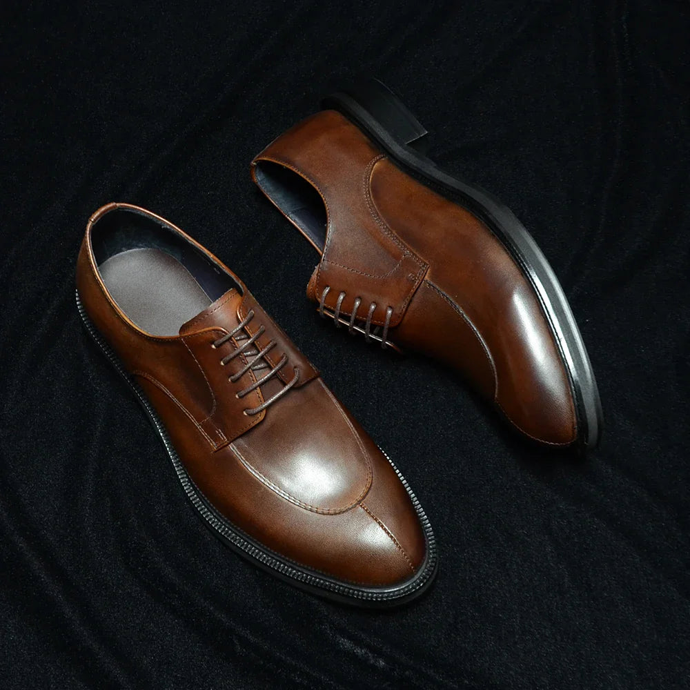 Luxury Handmade Wedding Party Men's Dress Shoes Cow Genuine Leather Lace-up Oxfords Derby Formal Business Social Male Footwear
