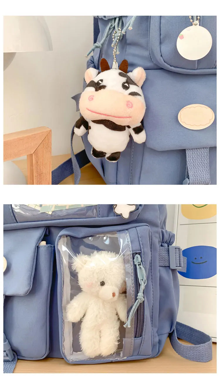 New Cute Nylon Backpack Suitable for Young Girls, Female Students, and Ladies, Multi-Pocket Student Backpack