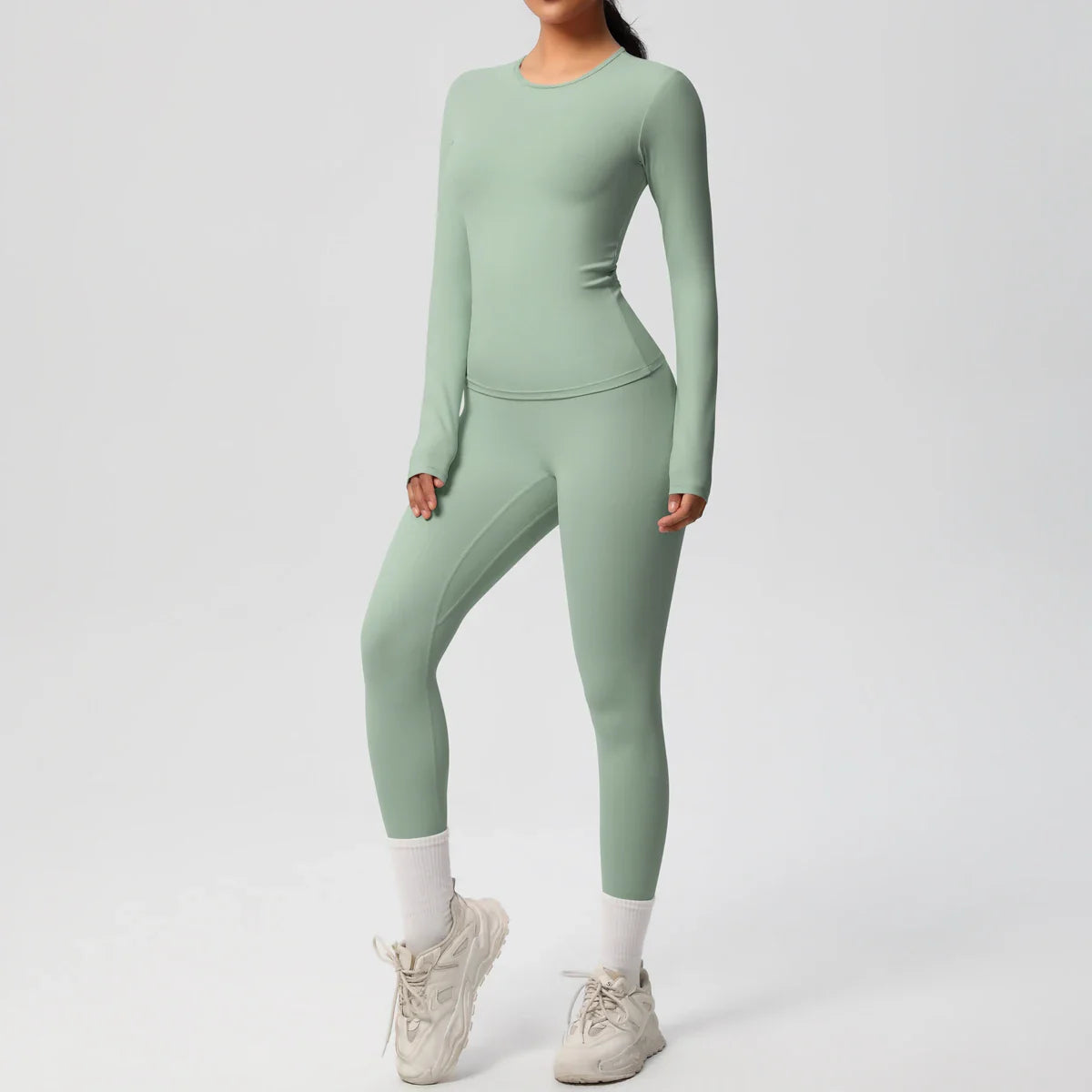 2 PCS Sportswear Yoga Set Gym Clothes Yoga Suits For Women Fitness Set Tracksuits Sports Long Sleeve Crop Top Gym Leggings