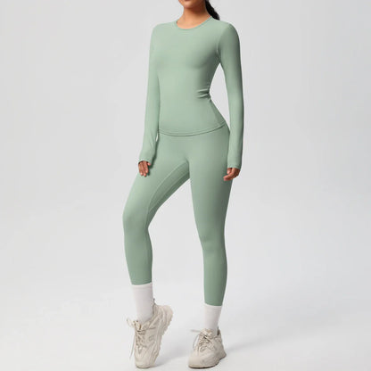 2 PCS Sportswear Yoga Set Gym Clothes Yoga Suits For Women Fitness Set Tracksuits Sports Long Sleeve Crop Top Gym Leggings