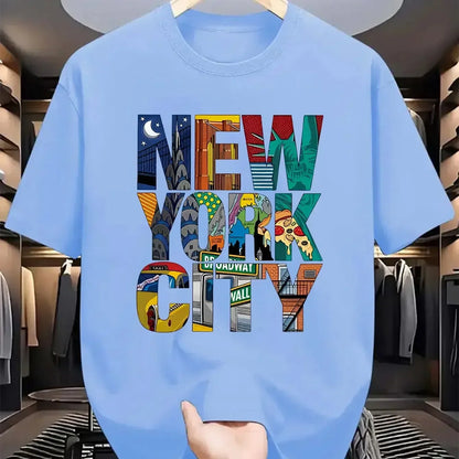 Fashion Men's New Letter Printed T-shirt Summer Breathable Casual Tops Trendy Crew Neck Short Sleeve Street Men's Clothing