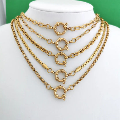 Necklace Women Men Choker Stainless Steel Geometric Rolo Link Cuba Paperclip Chain