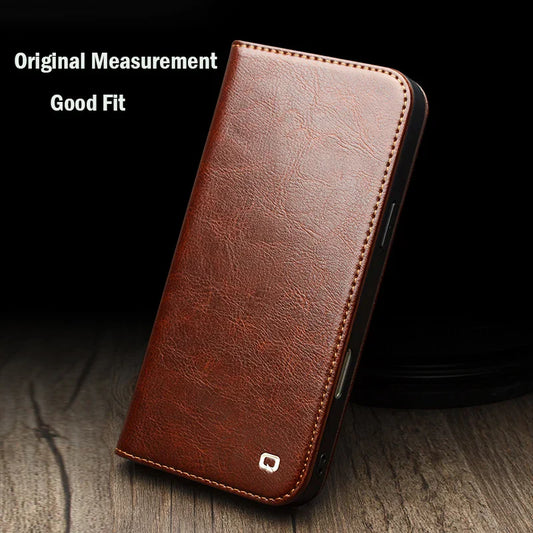 Case for iPhone 17 Pro Max Luxury Ultra Slim Handmade Genuine Leather Wallet Card Slot Flip Cover for iPhone 17 Pro/Air