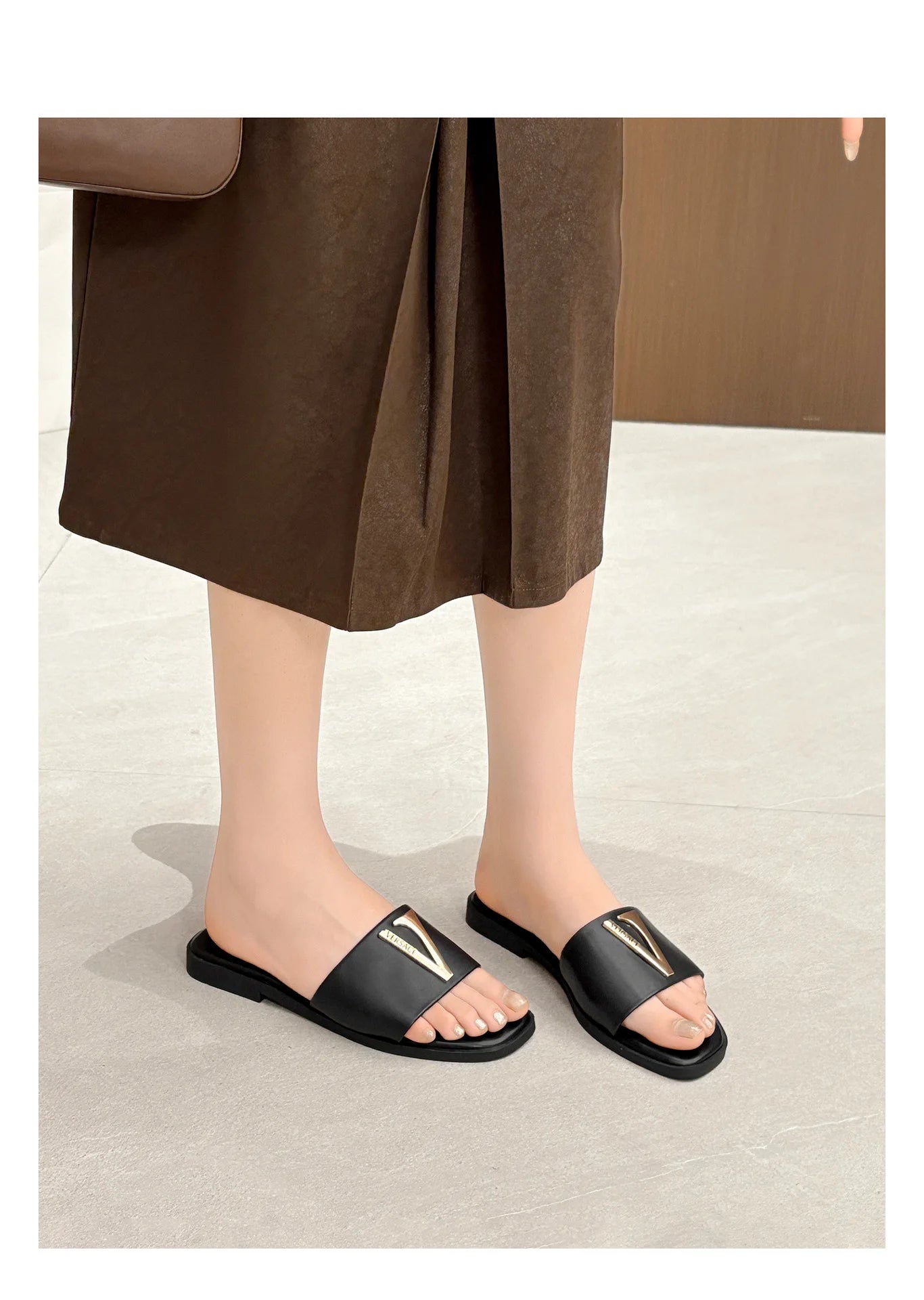 High Quality PU Purses And Sandals Sets Flat Shoes And Bag Set Matching Handbags For Women Slippers Flip Flops Women Shoes