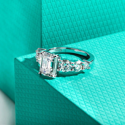 3ct Emerald Cut D Color Moissanite Engagement Ring 925 Sterling Silver Classic Wedding Ring Women Anniversary Gift