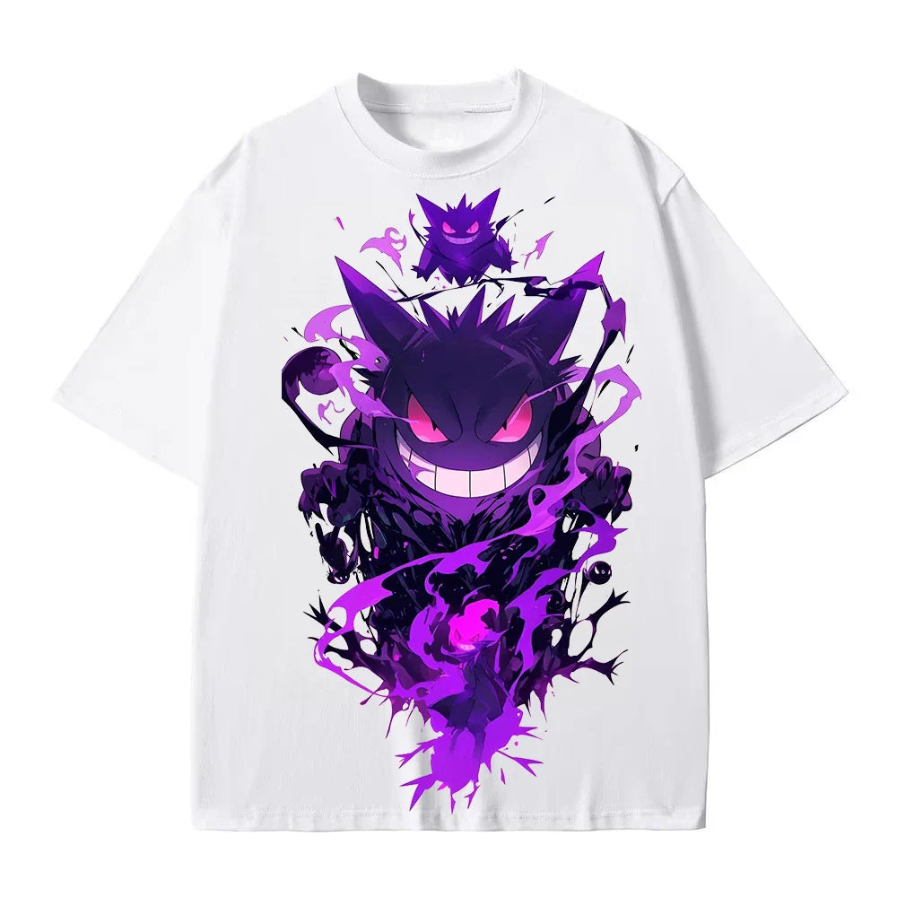 Cartoon Gengar Original Printed T - Shirt, Summer New, Unisex, Y2K Harajuku Style, Loose & Casual Short - Sleeved Top
