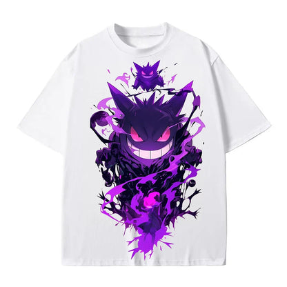 Cartoon Gengar Original Printed T - Shirt, Summer New, Unisex, Y2K Harajuku Style, Loose & Casual Short - Sleeved Top